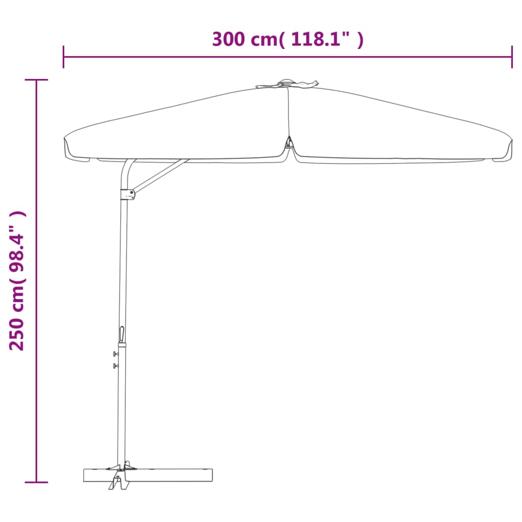 Parasoll med stålstang 300 cm antrasitt vidaXL