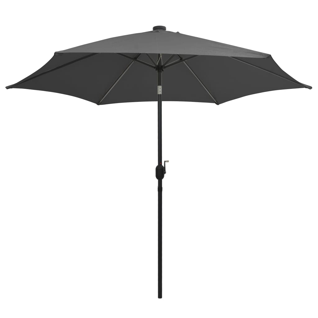 Hageparasoll med LED-lys og aluminiumsstang 300 cm antrasitt