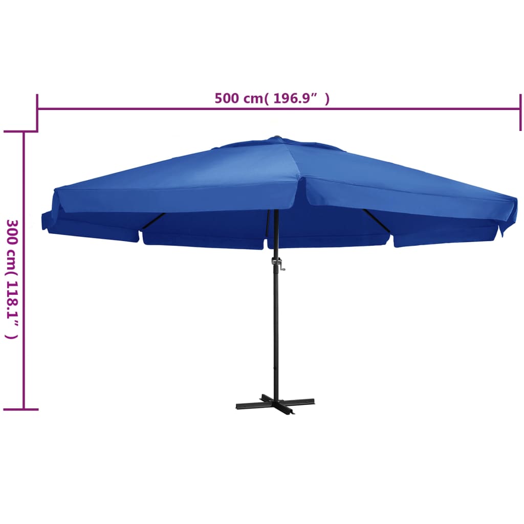 Hageparasoll med aluminiumsstang 50 cm asurblå vidaXL