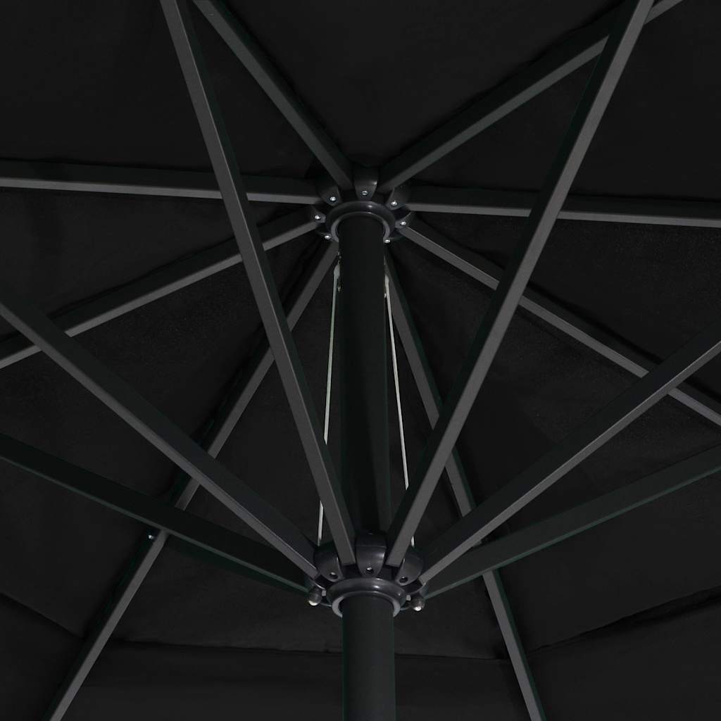 Hageparasoll med aluminiumsstang 600 cm svart vidaXL