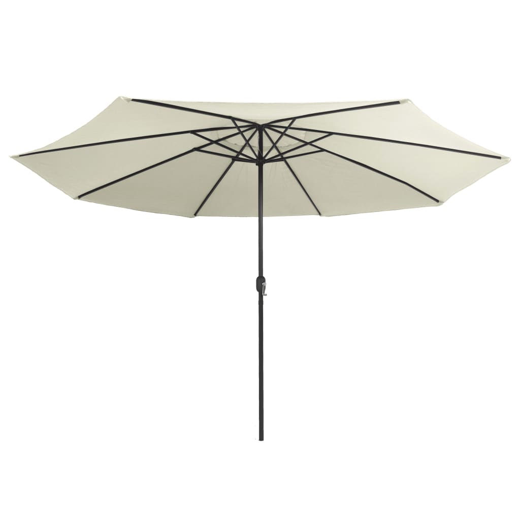 Hageparasoll med metallstang 390 cm sandhvit vidaXL