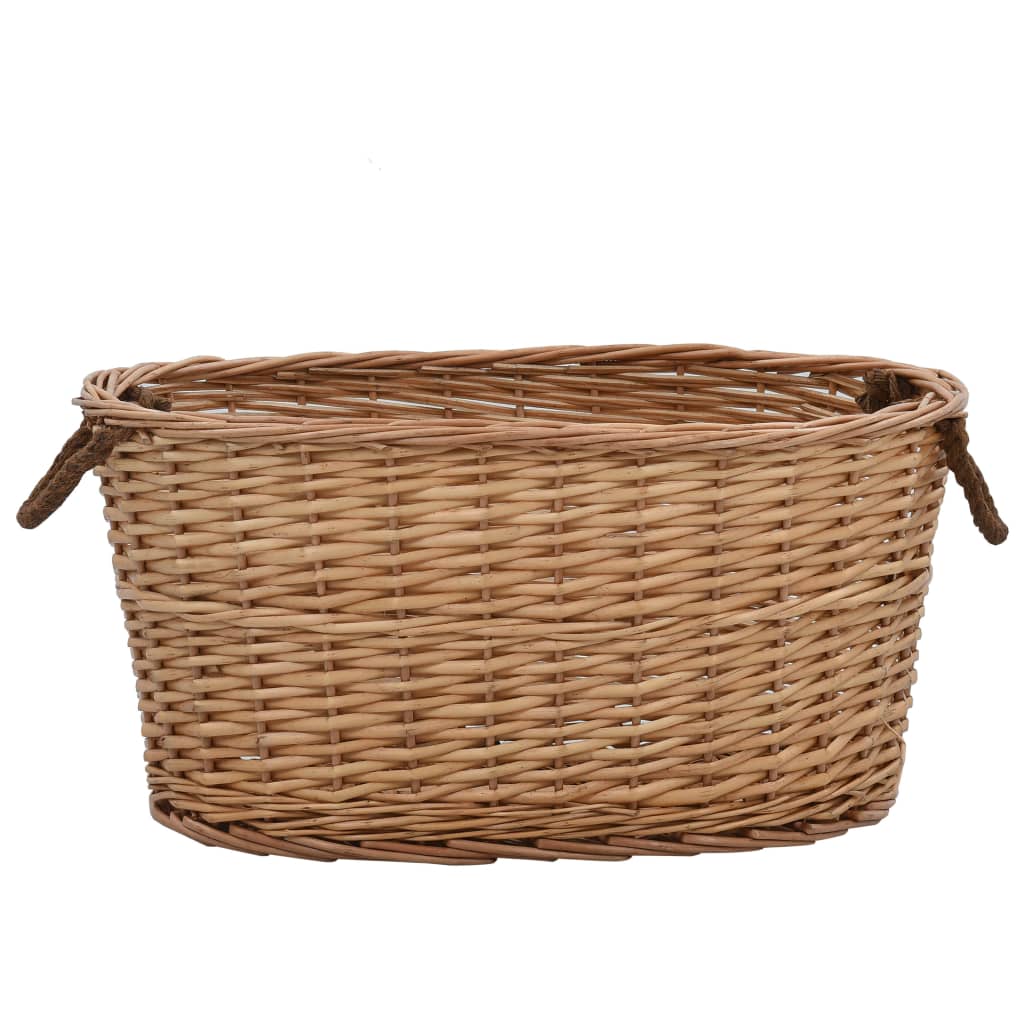 Vedkurv med bærehåndtak 56x40x28 cm naturell selje