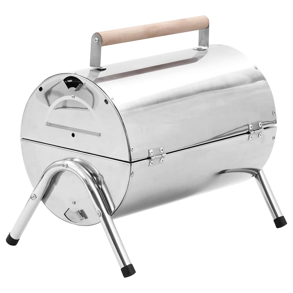 Bærbar bordgrill kull rustfritt stål doble rister vidaXL