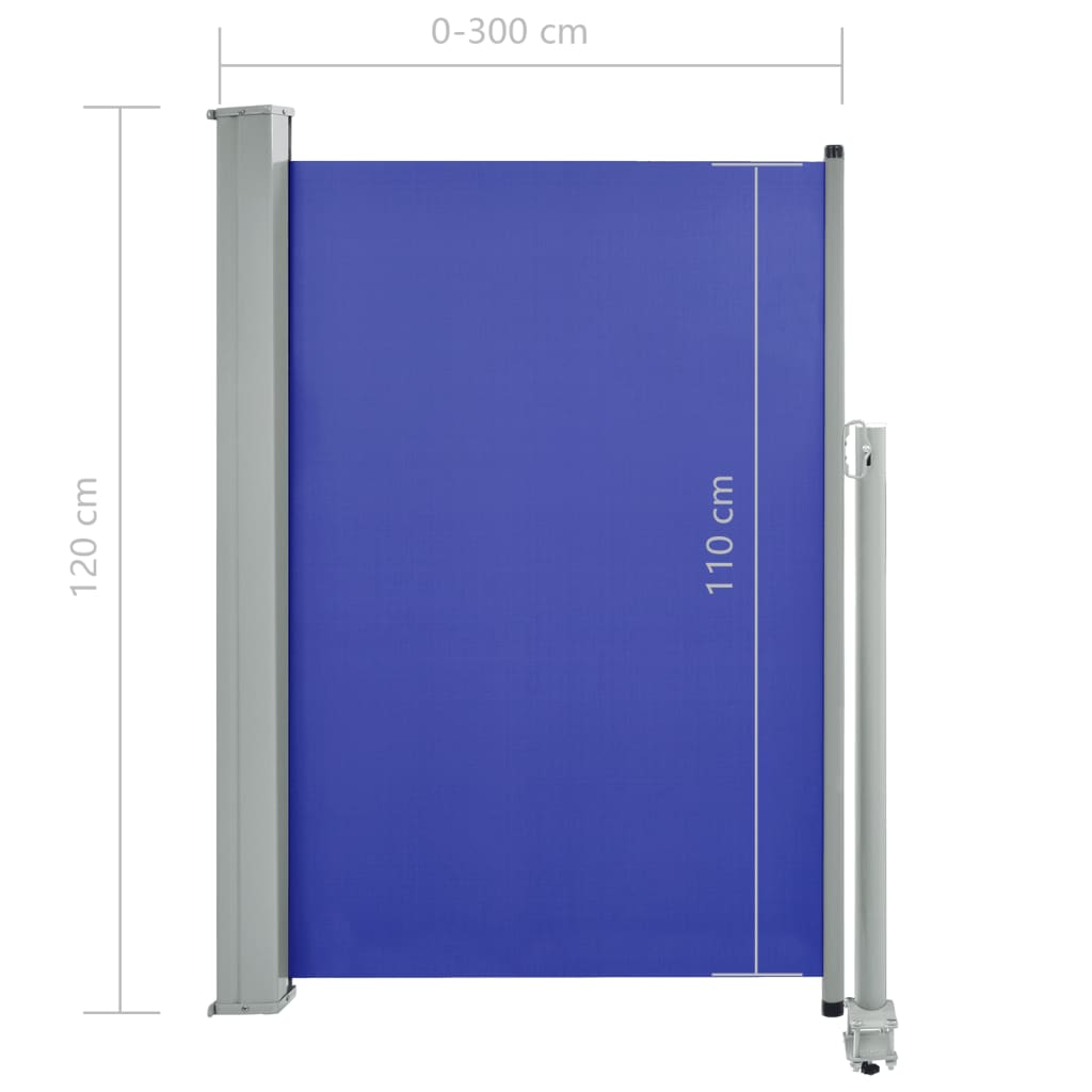 Uttrekkbar sidemarkise 120x300 cm blå