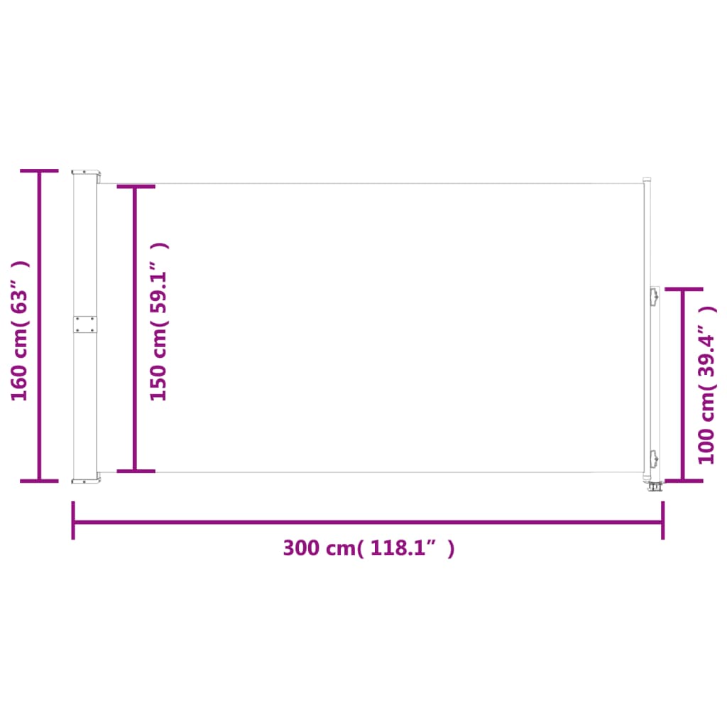 Uttrekkbar sidemarkise 160x300 cm brun