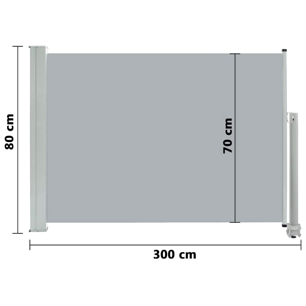 Uttrekkbar sidemarkise 80x300 cm grå