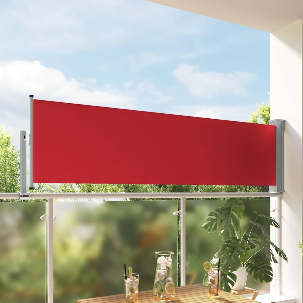 Uttrekkbar sidemarkise 80x300 cm rød
