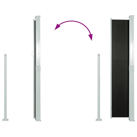 Uttrekkbar sidemarkise 170x300 cm svart