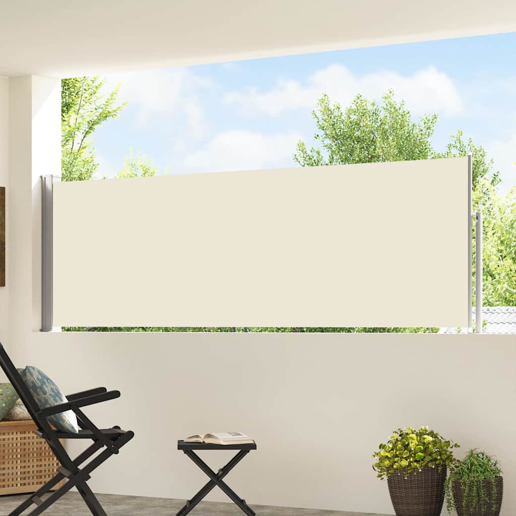 Uttrekkbar sidemarkise 100x500 cm kremhvit vidaXL