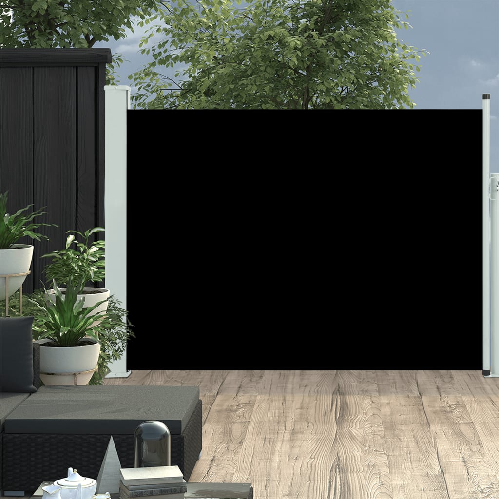 Uttrekkbar sidemarkise 120x500 cm svart