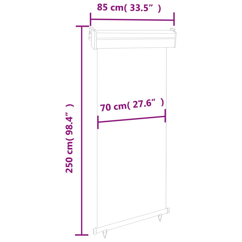 Sidemarkise for balkong 80x250 cm kremhvit