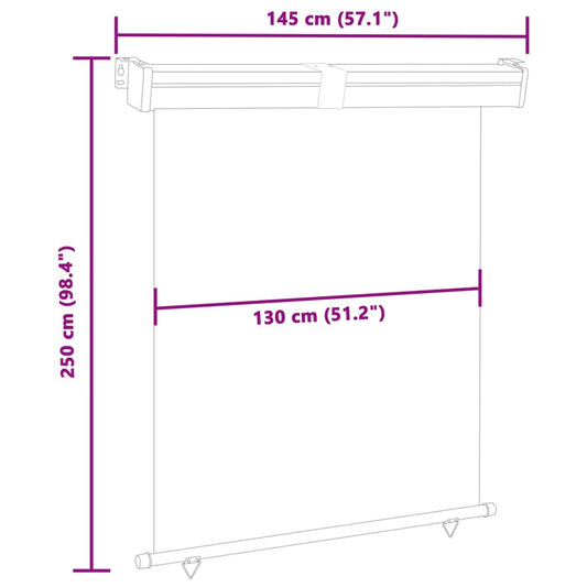 Sidemarkise for balkong 145x250 cm svart
