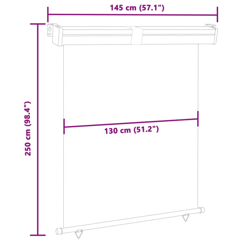 Sidemarkise for balkong 145x250 cm blå
