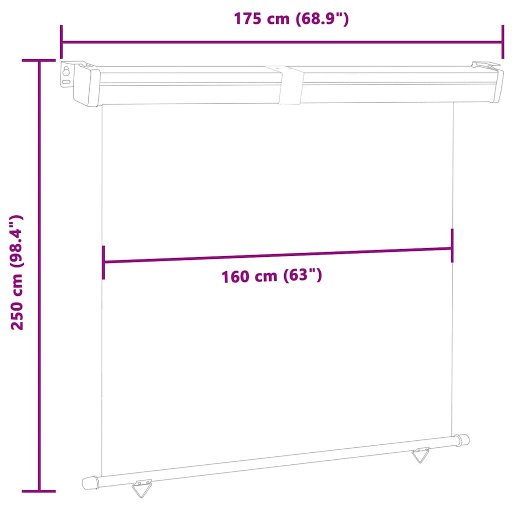 Sidemarkise for balkong 170x250 cm blå