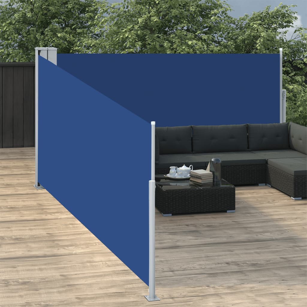 Uttrekkbar sidemarkise 120x1000 cm blå