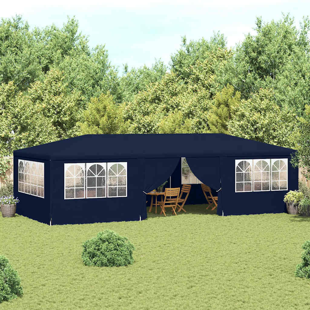 Profesjonelt festtelt med sidevegger 4x9 m blå 90 g/m²