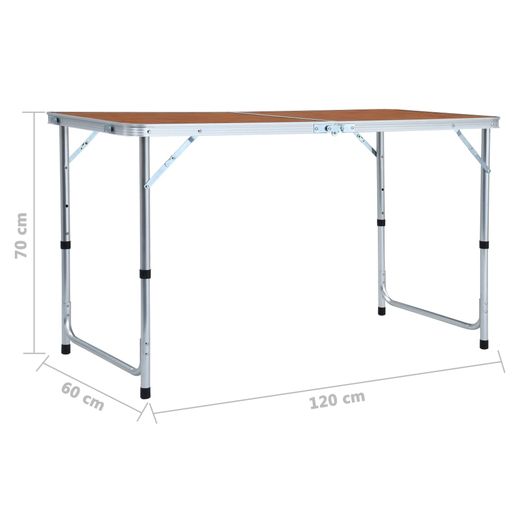 Sammenleggbart campingbord aluminium 120x60 cm vidaXL