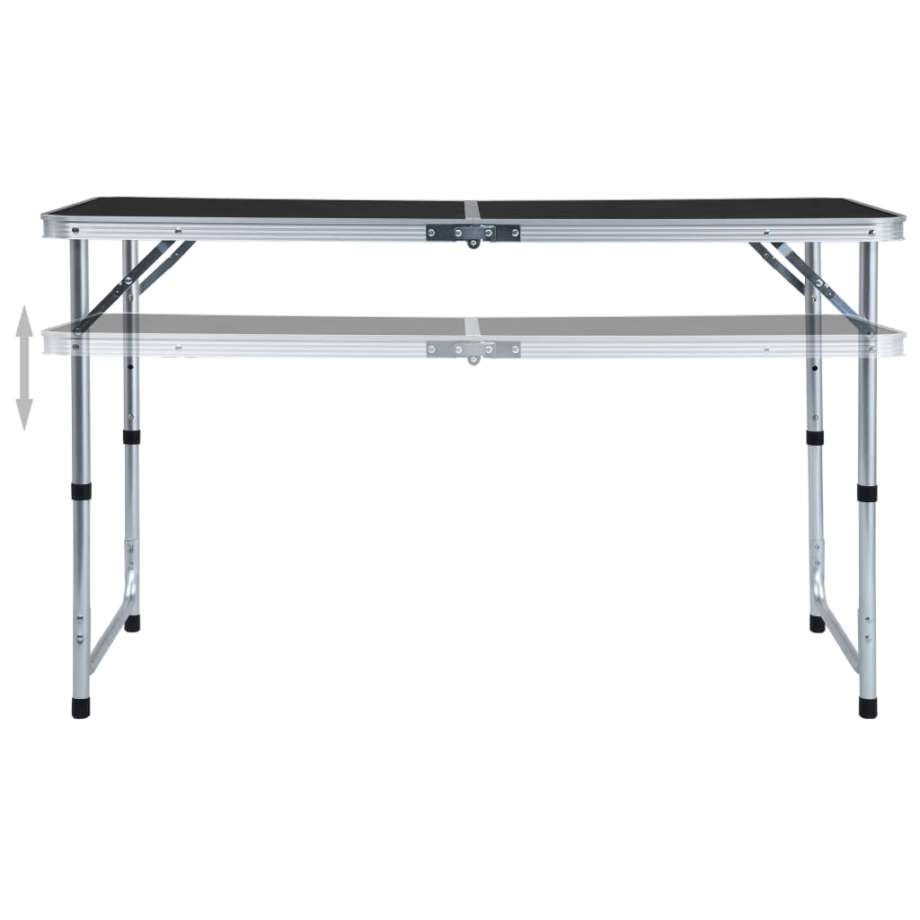 Sammenleggbart campingbord grå aluminium 120x60 cm vidaXL