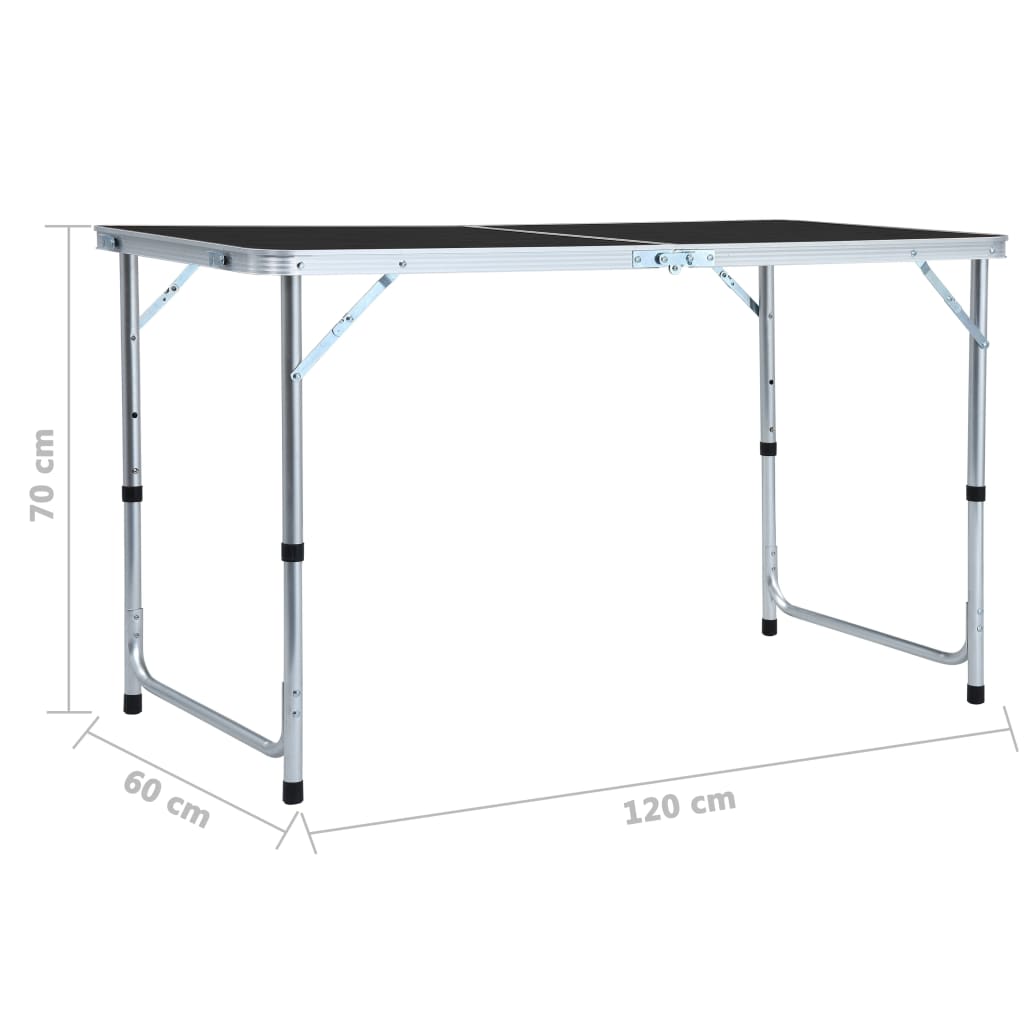 Sammenleggbart campingbord grå aluminium 120x60 cm vidaXL