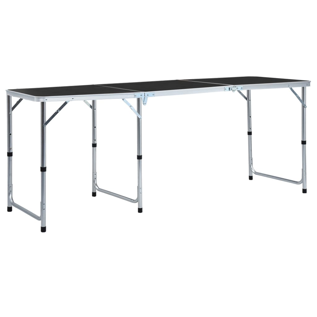Sammenleggbart campingbord grå aluminium 180x60 cm