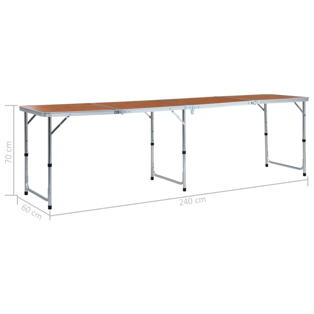 Sammenleggbart campingbord aluminium 240x60 cm vidaXL