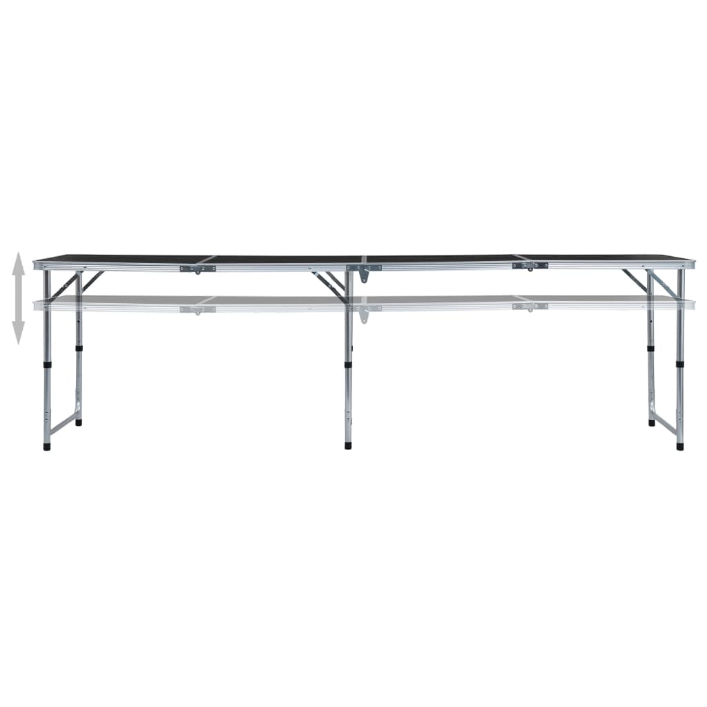 Sammenleggbart campingbord grå aluminium 240x60 cm vidaXL