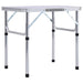 Sammenleggbart campingbord hvit aluminium 60x45 cm vidaXL