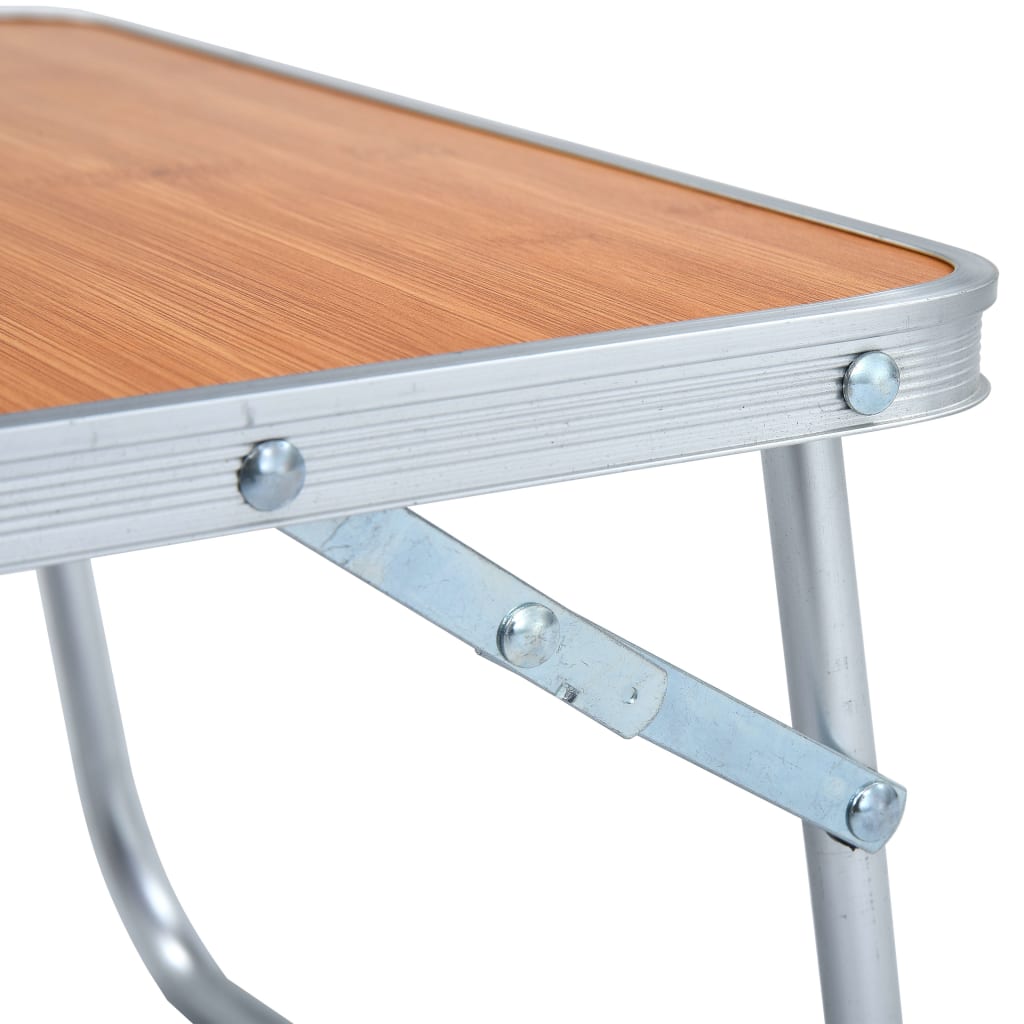 Sammenleggbart campingbord brun aluminium 60x40 cm vidaXL