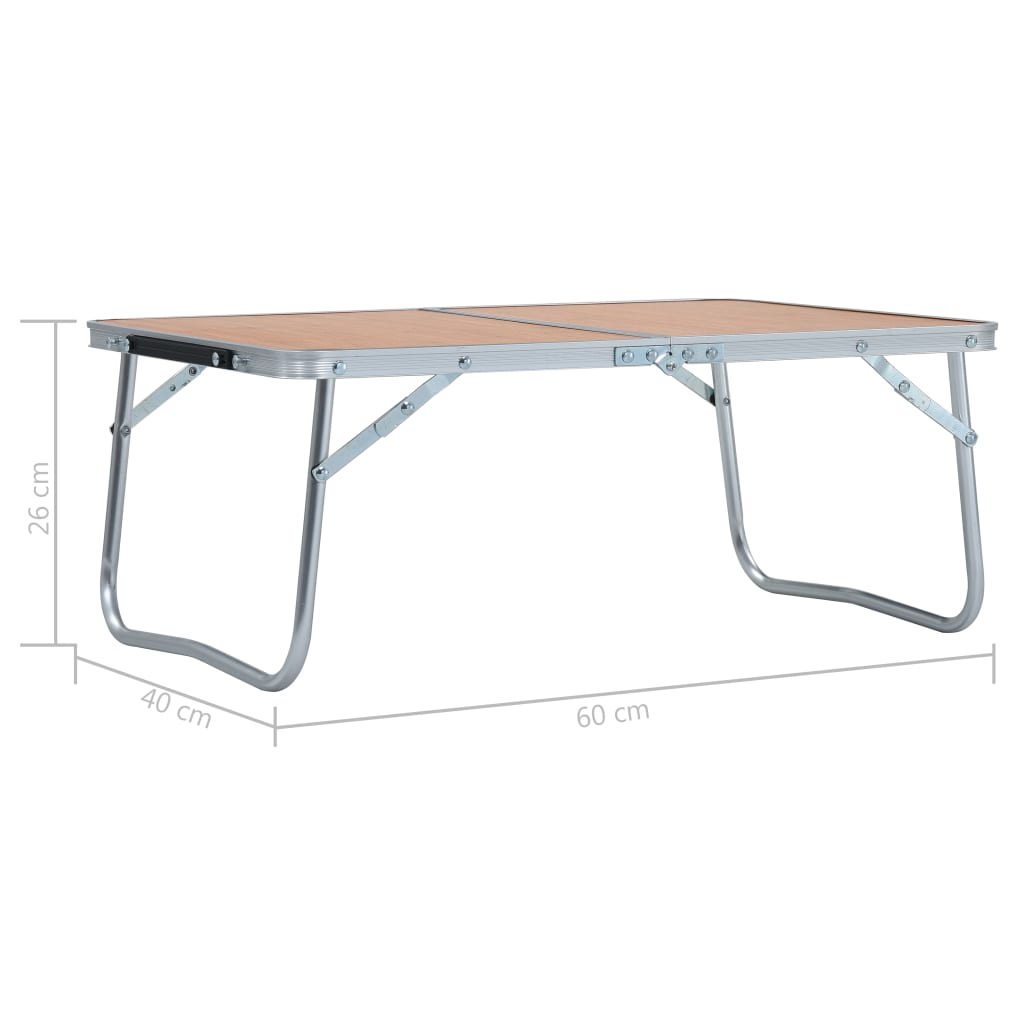 Sammenleggbart campingbord brun aluminium 60x40 cm vidaXL