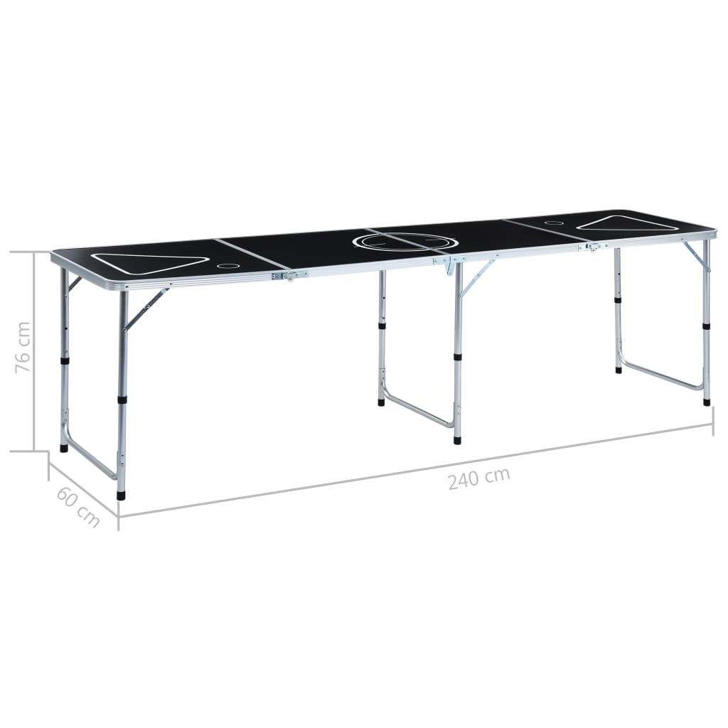 Foldbart ølpongbord 240 cm svart vidaXL