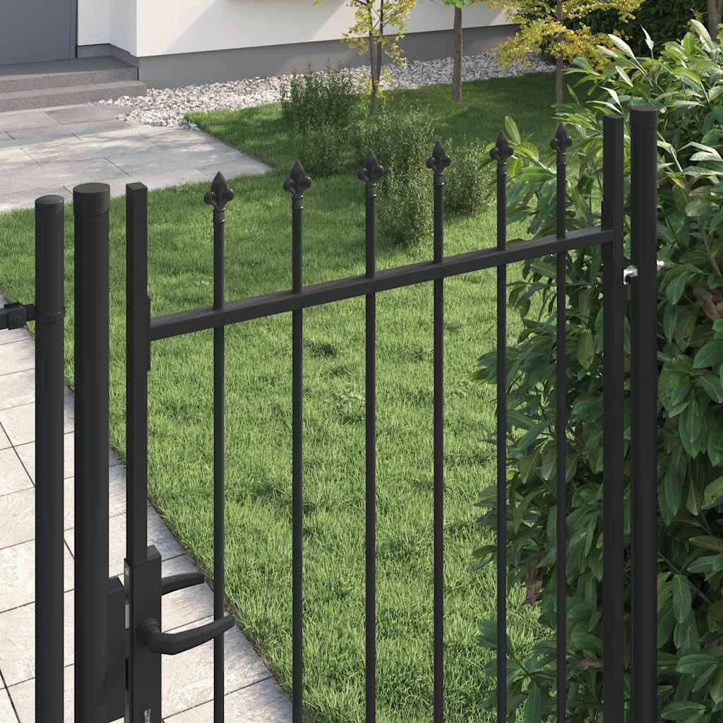 Gjerdeport BOXTEL Enkeldør med pigger på toppen av stål 1x1,75 m svart