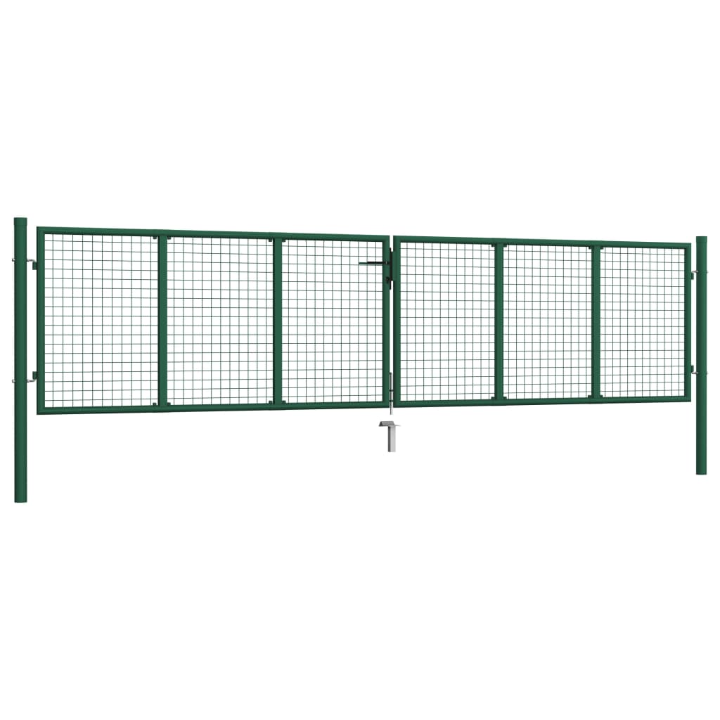 Hageport i stål med netting 400x75 cm grønn