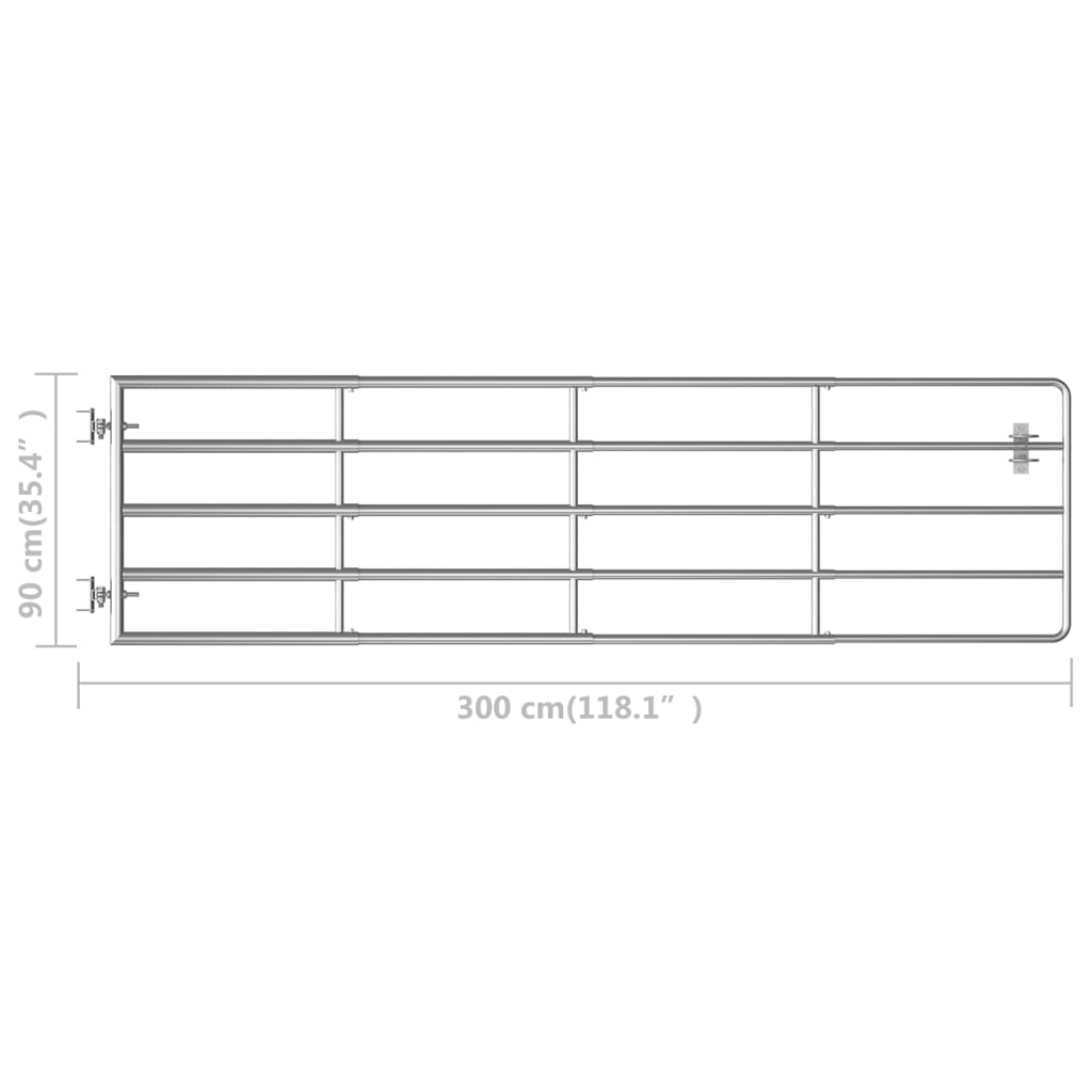 5 Jordeport stål (150-300)x90 cm sølv