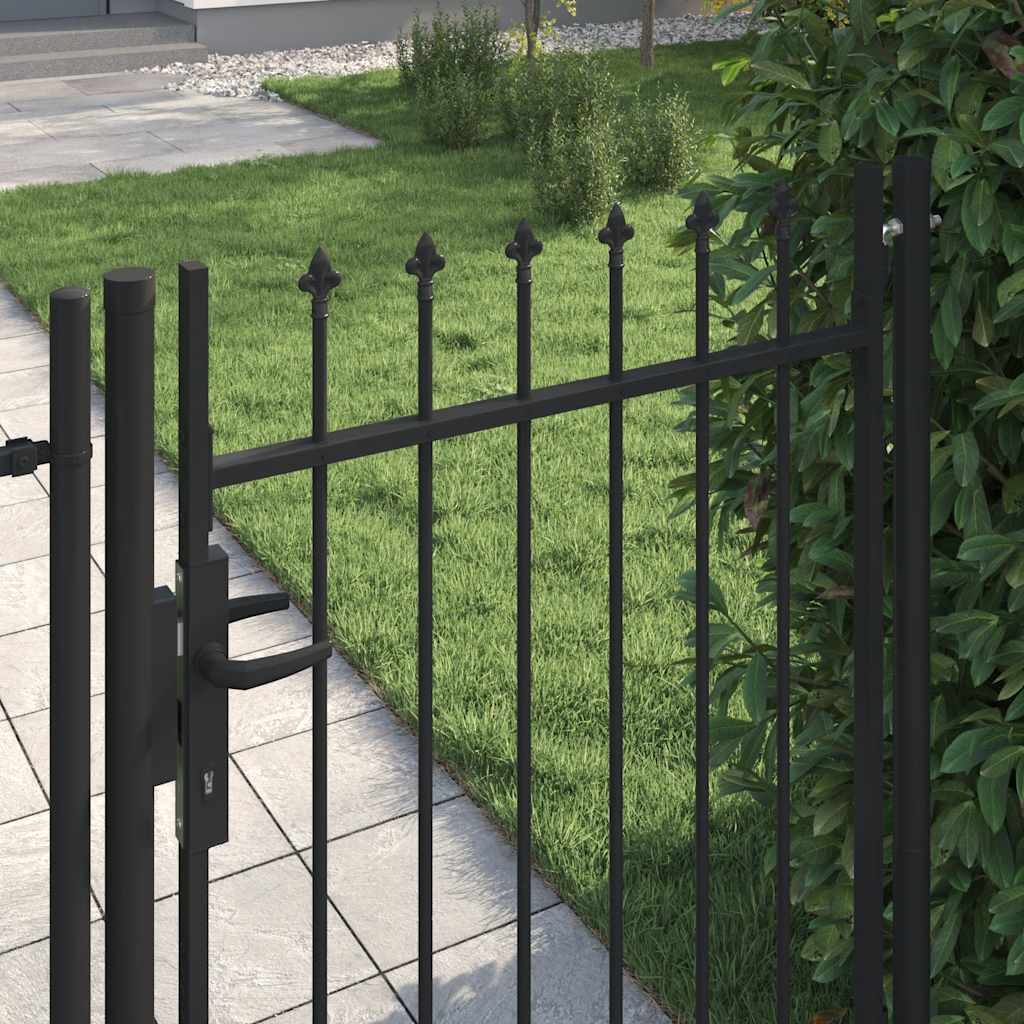 Gjerdeport BOXTEL Enkeldør med pigger på toppen av stål 1x1,2 m svart