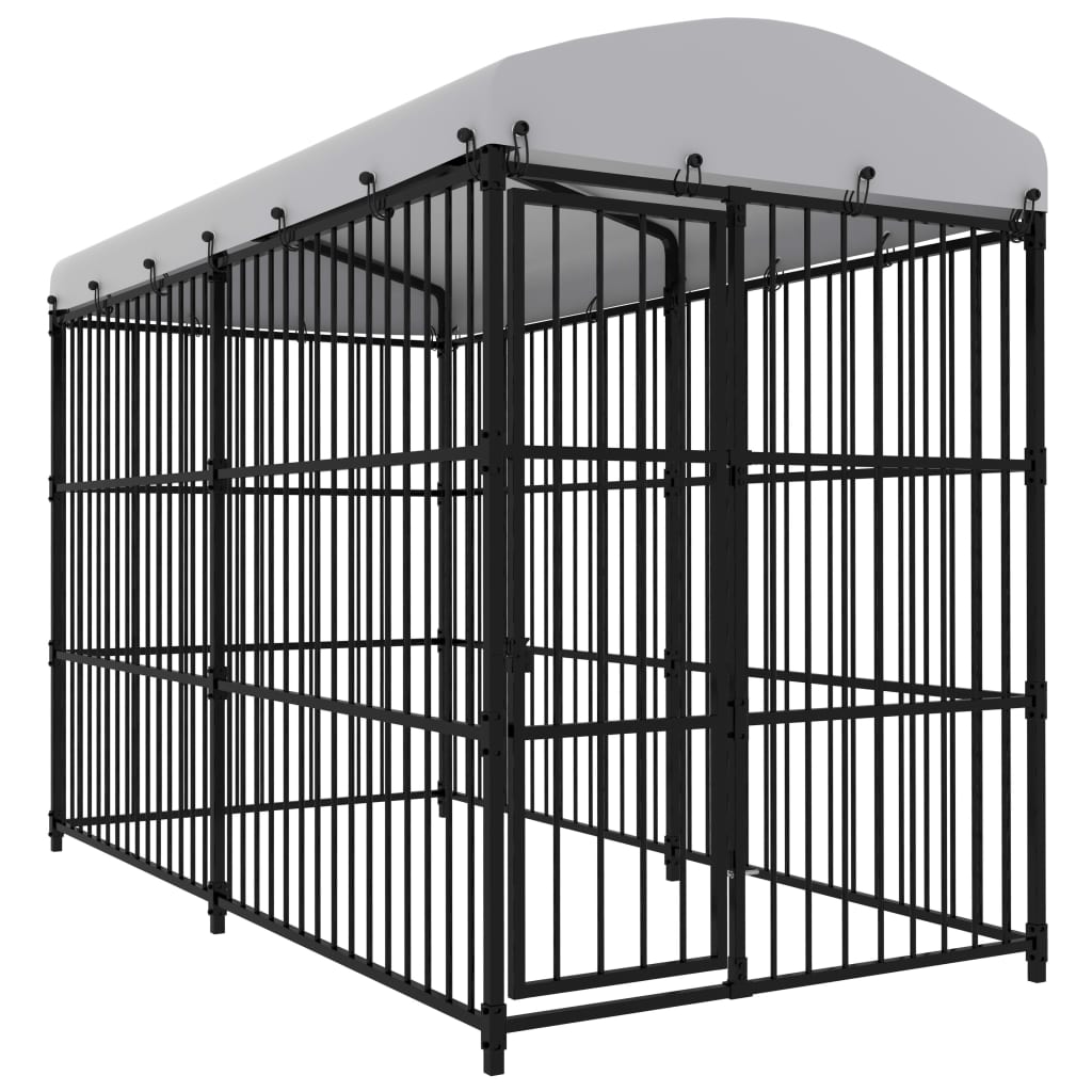 Utendørs hundegård med tak 300x150x210 cm vidaXL