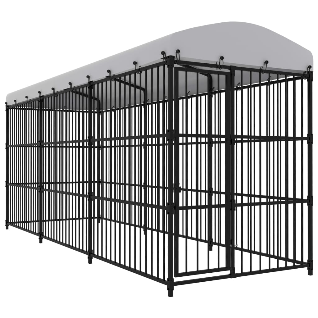 Utendørs hundegård med tak 450x150x210 cm vidaXL