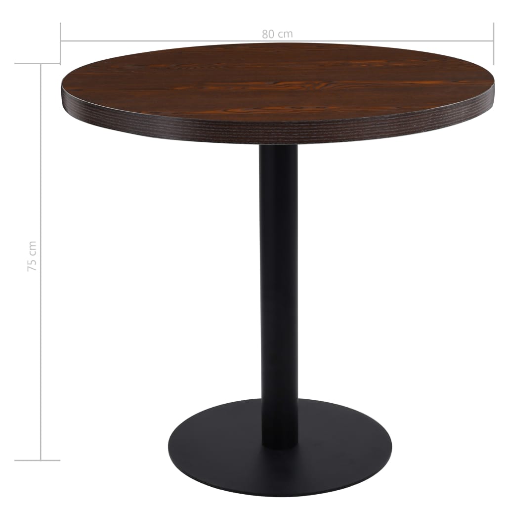 Bistrobord mørkebrun 80 cm MDF vidaXL