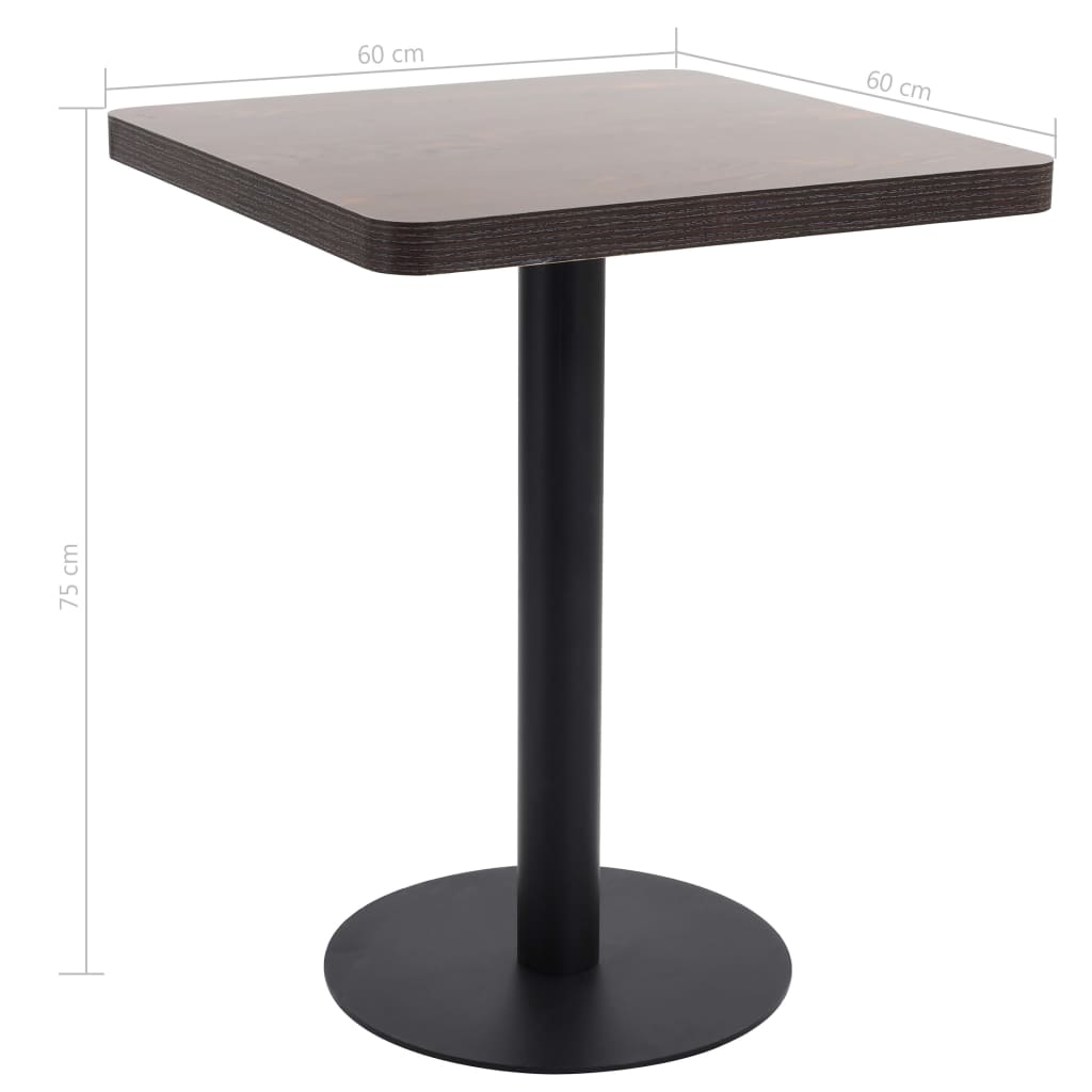 Bistrobord mørkebrun 60x60 cm MDF vidaXL