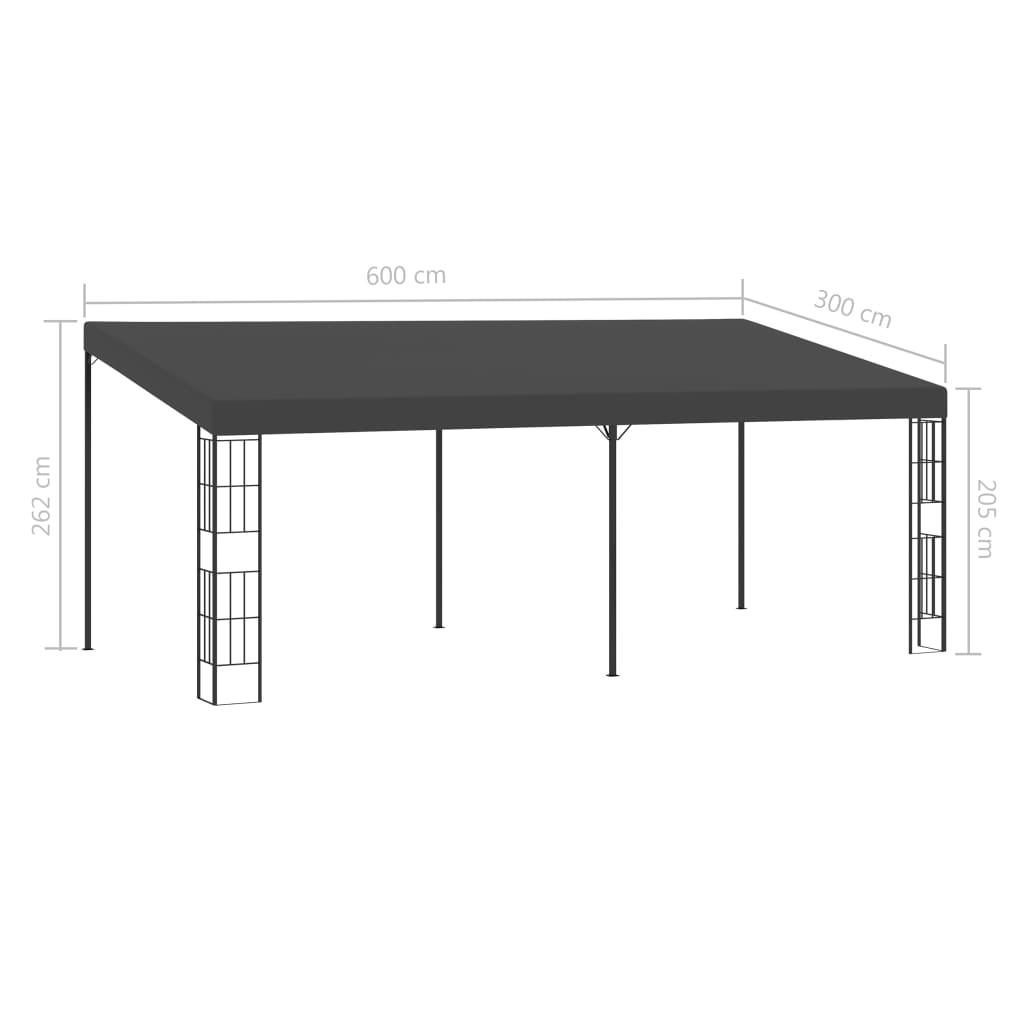 Veggmontert paviljong 3x6 m antrasitt stoff