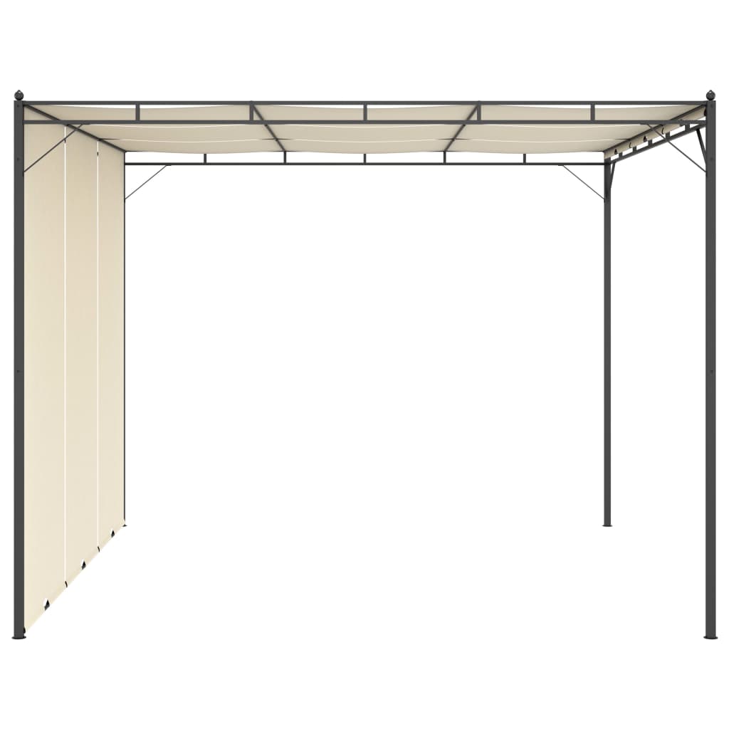 Hagepaviljong med sidegardin 3x3x2,25m kremhvit