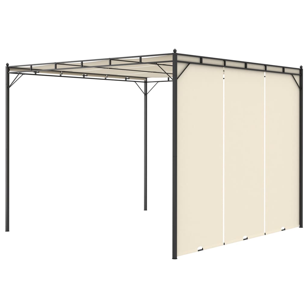 Hagepaviljong med sidegardin 3x3x2,25m kremhvit