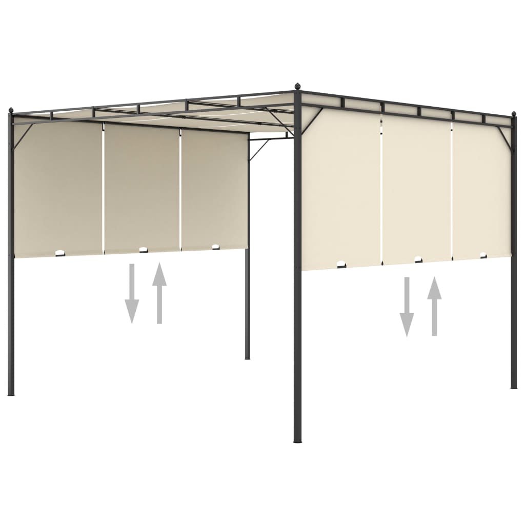 Hagepaviljong med sidegardin 3x3x2,25m kremhvit