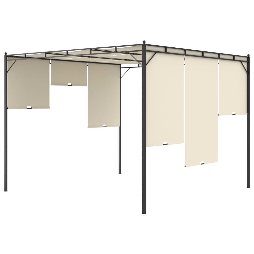 Hagepaviljong med sidegardin 3x3x2,25m kremhvit