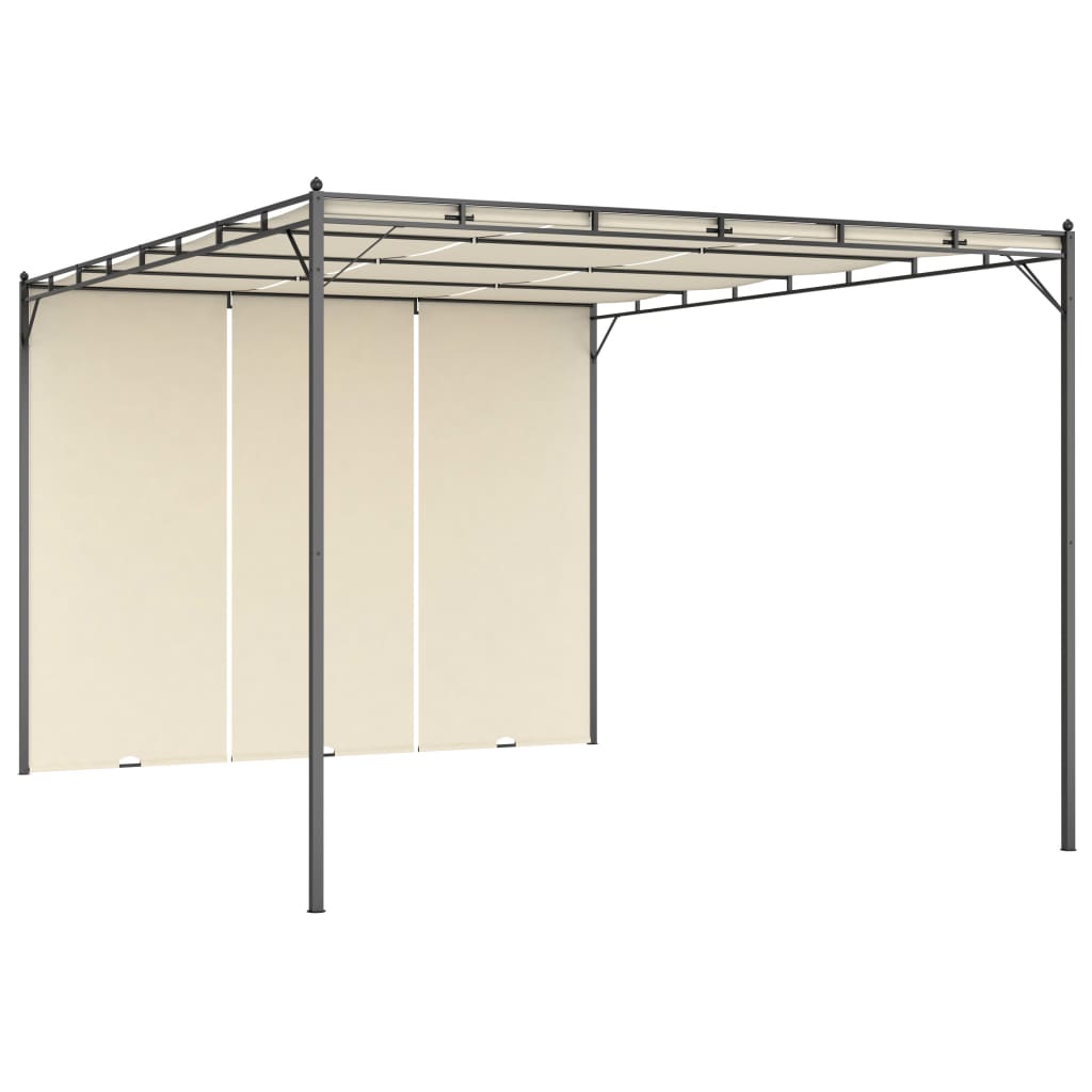 Hagepaviljong med sidegardin 4x3x2,25 m kremhvit
