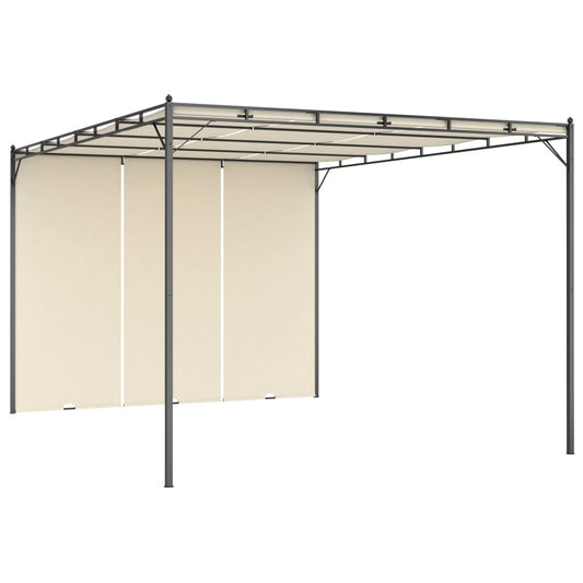 Hagepaviljong med sidegardin 4x3x2,25 m kremhvit