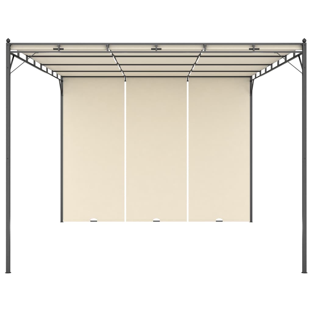 Hagepaviljong med sidegardin 4x3x2,25 m kremhvit