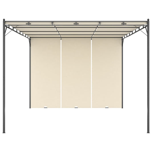 Hagepaviljong med sidegardin 4x3x2,25 m kremhvit