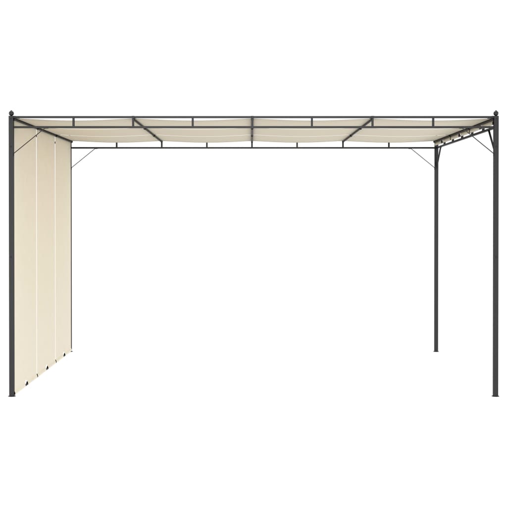 Hagepaviljong med sidegardin 4x3x2,25 m kremhvit