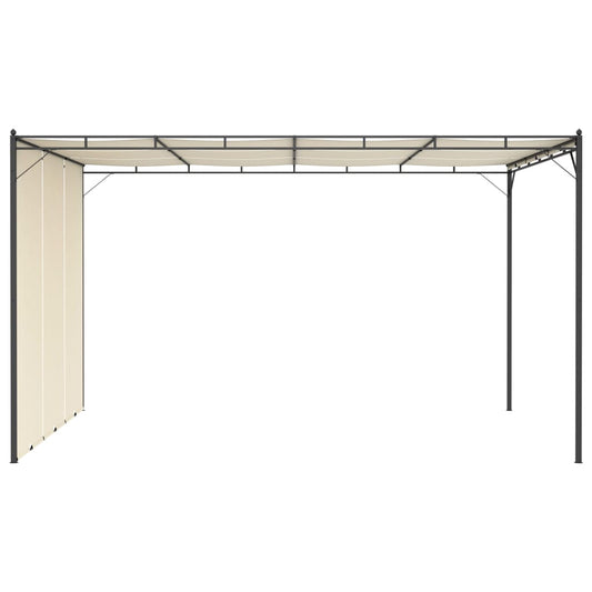Hagepaviljong med sidegardin 4x3x2,25 m kremhvit