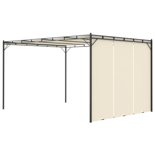 Hagepaviljong med sidegardin 4x3x2,25 m kremhvit